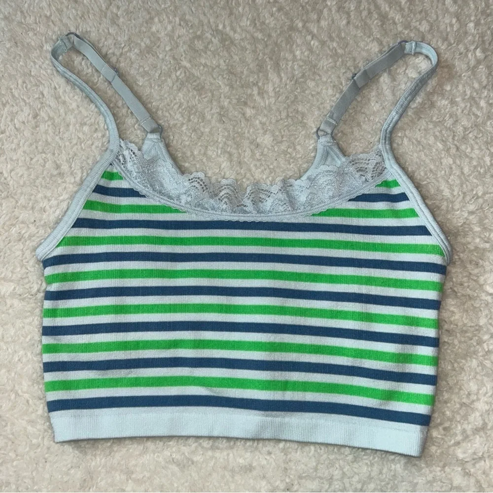 Aerie Seamless Stripped Lace Trim Longline Bra Small NWOT